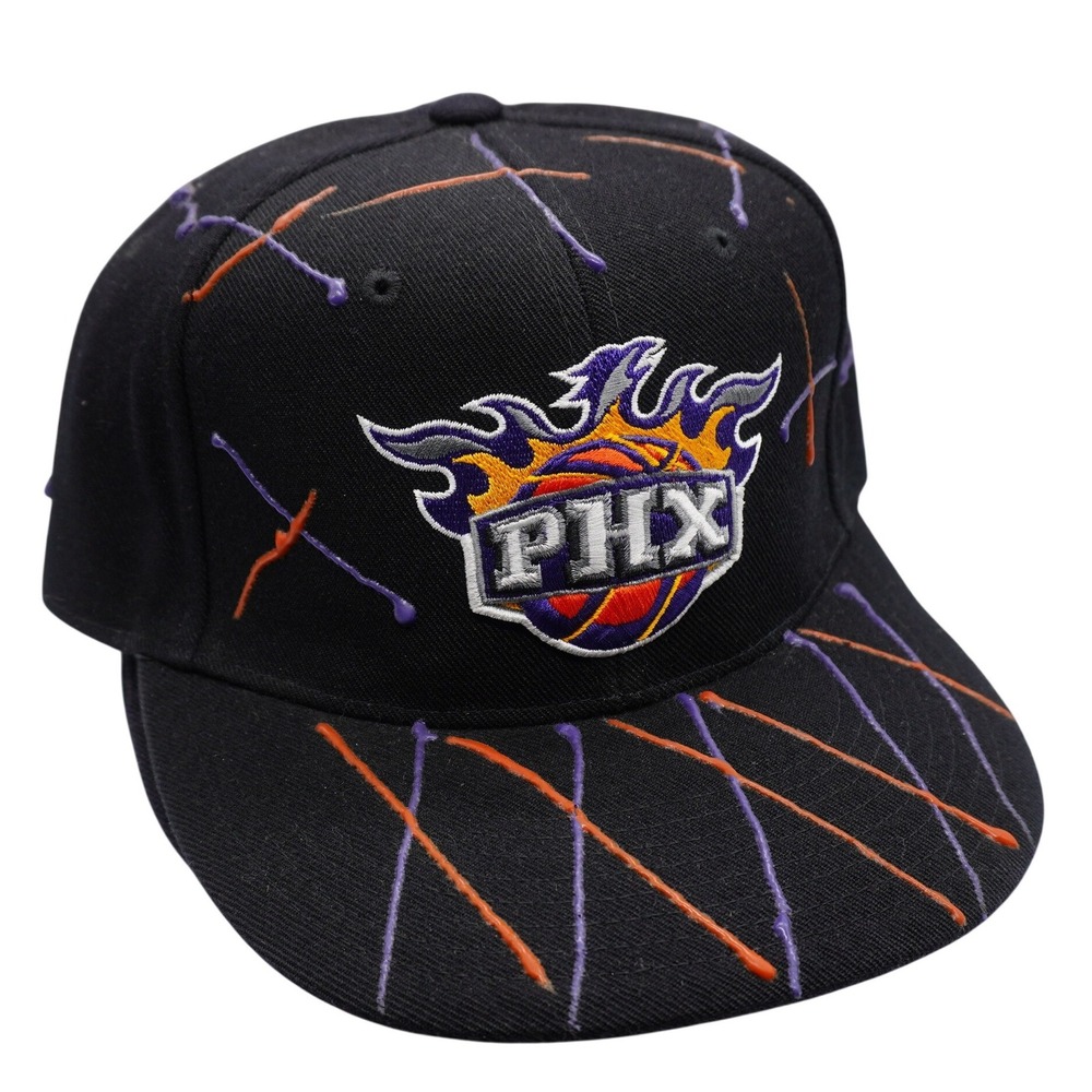 Reebok Phoenix‎ Suns Hat Mens 7 1/8 Black NBA Fitted Scribble Paint Drip Brim